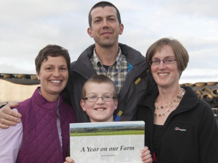Linda Hastings with Mervyn, Rachel and Nathan Tomb at Ballacolla for the launch of A Year on our Farm by Ann and Robin Talbot. Picture: Alf Harvey/hrphoto.ie