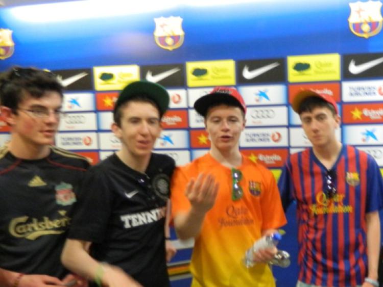 Mikey Moore, Rory Keenan, Conor Galgey, Aaron Macgiollacoda enjoy Nou Camp Stadium