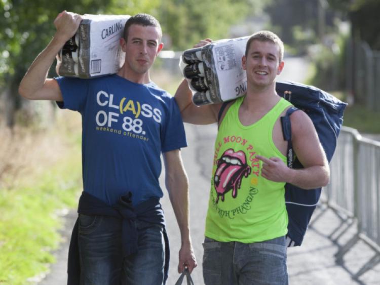 Harps men Philip Lalor and Michael Bolger arriving for the Electric Picnic.Picture: Alf Harvey/hrphoto.ie