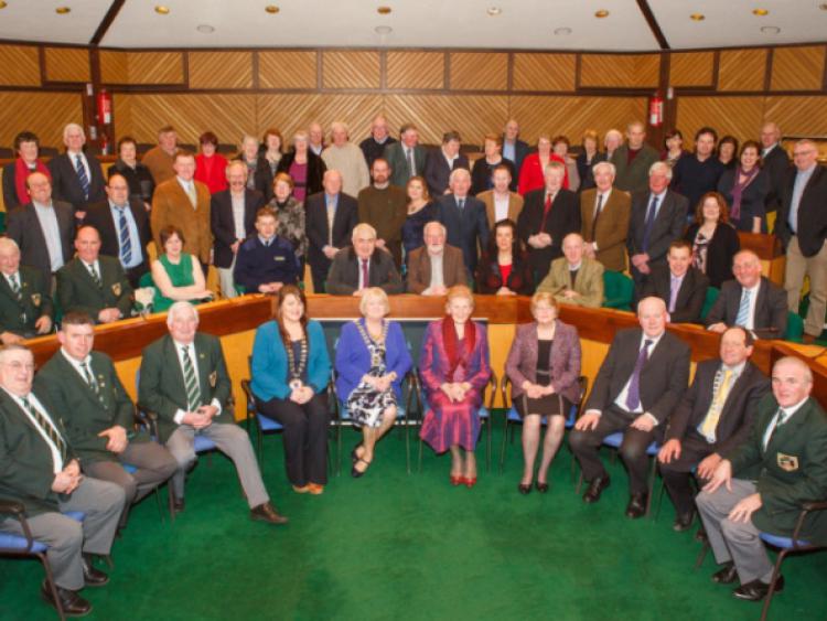 Members of the NPA with councillors and locals at the Laois County Council reception for the NPA
