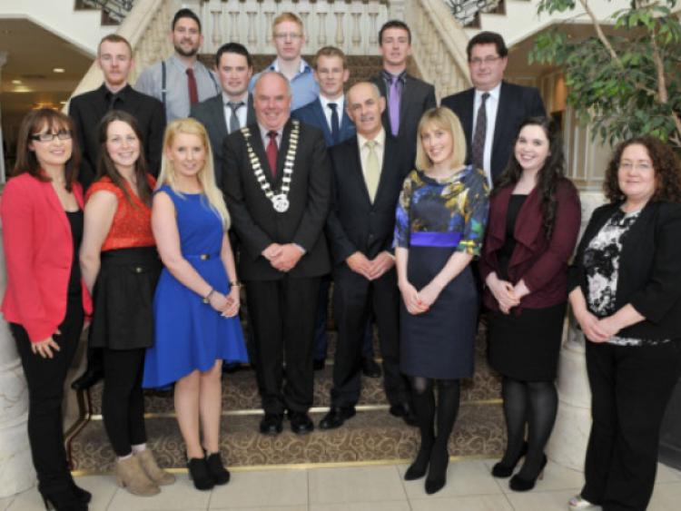 The Laois final contestants of Irelands Best Young Entrepreneurs pictured with officials during last week's awards held in the Killenard Heritage Hotel.       Pic: Kevin Byrne