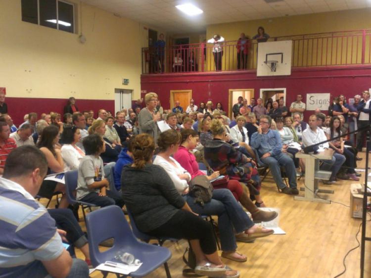 A packed out Ballyroan Community Hall last Tuesday August 27, at a public meeting on the proposed wind farms near Ballyroan and Spink.