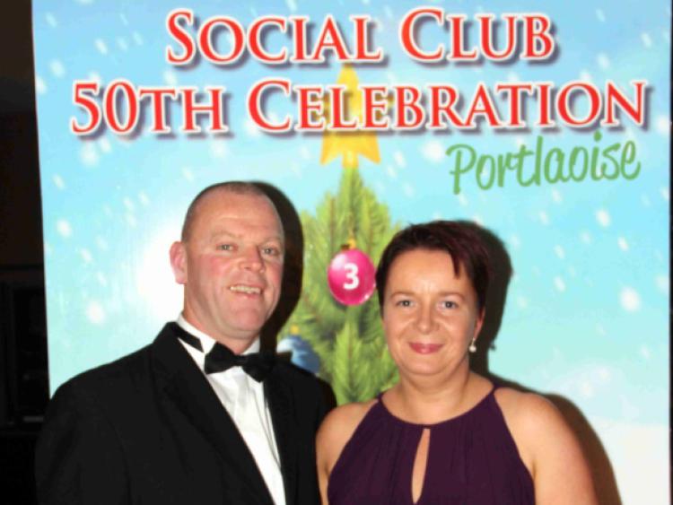 At the An Post (Portlaoise) Social Club's 50th Anniversary Celebration in the Portlaoise Heritage Hotel, John and Liz O'Loughlin.  Photo:Tim Keane.
