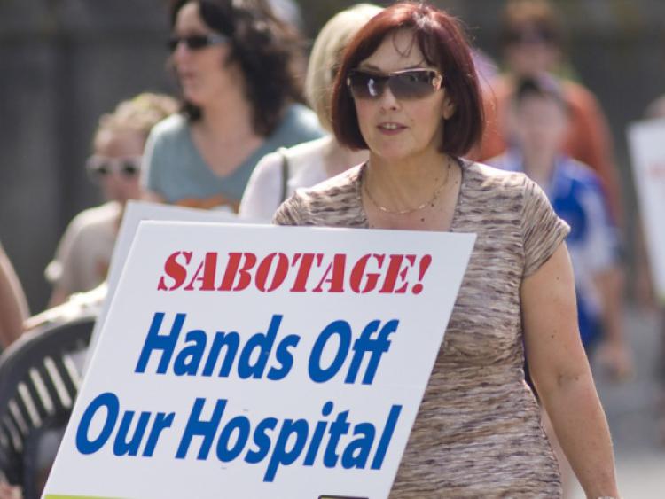 Protester marches for Portlaoise Hospital in 2011.