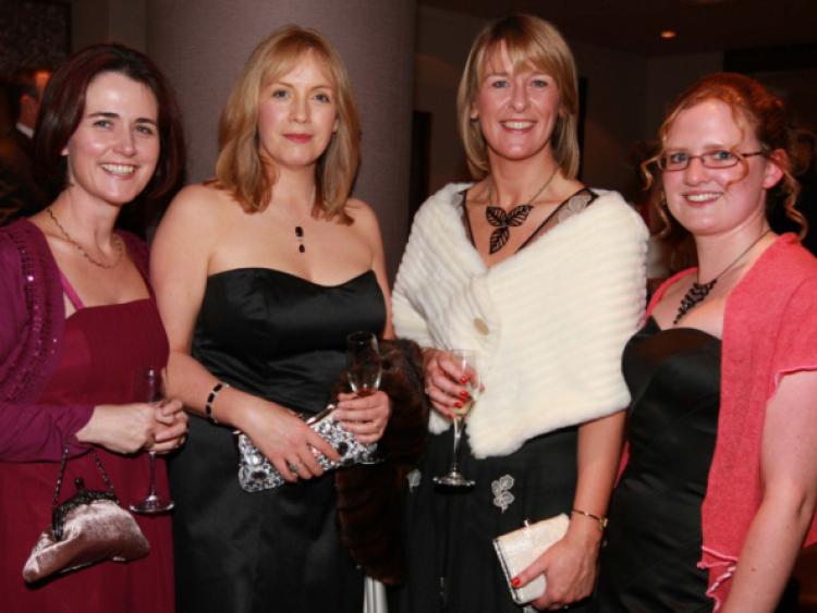 Fiona Donoghue, Yvonne Meagher, Niamh Kelly and Fiona O'Keeffe at the Killeshin Hotel for the Laois Chamber Ball.Picture: Alf Harvey.