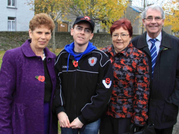 Attending the Annual Wreath Laying Ceremony at the War Memorial in The Memorial Park at Millview, Portlaoise on Sunday,Kathleen O'Brien, with Noel Jnr., Noreen and Noel O'Brien.  Photo: Tim Keane