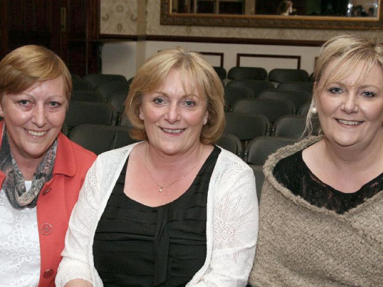 Kathleen Buggy , Martina Guinan and Antoinette Whelan , at  the " Jigs and Reels " Fundraiser at the Heritage Hotel , Killenard , on Sunday night . Photo: Michael Scully .