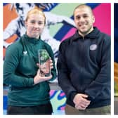 Left: Brooke Dunne with her Goalkeeper of the Tournament award. Right: Brooke in action at the European Deaf Futsal Championships