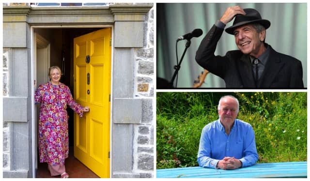 Pictured: Power of Words organiser Amanda Kelly, Leonard Cohen and John MacKenna.