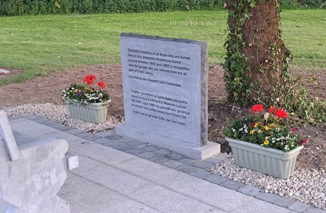 Memorial at Abbeyleix Workhouse burial grounds. Photo credit: James G. Carroll