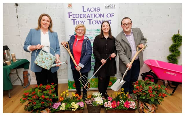 Laois County Council Climate Action Coordinator, Suzanne Dempsey, Liz Carroll, Emma Hogan and Patrick Blake from Clonaslee Tidy Towns at the Laois Federation of Tidy Towns AGM (Picture: Jeff Harvey).