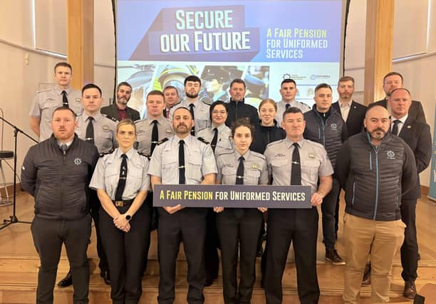 Uniformed Services members at the Secure Our Future rally in The O’Brien Institute, Marino.