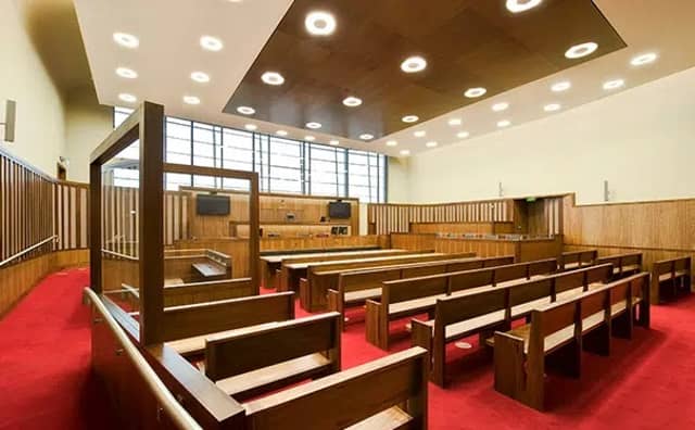 Court room in the Criminal Courts of Justice in Dulbin.