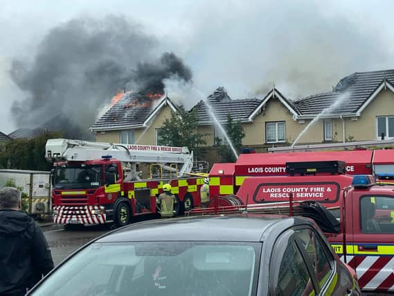 The aftermath of the fire in Maryborough Village estate, Portlaoise, pictured on July 5. Photo: Leinster Express