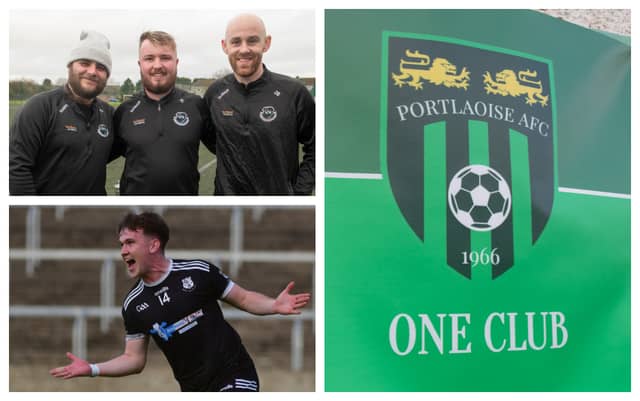 The top three highest sports clubs recipients of funding from the Local Enhancement Programme 2025 were Portlaoise AFC, Arles-Killeen GAA and Old Fort Celtic. Pictures Credit: Denis Byrne