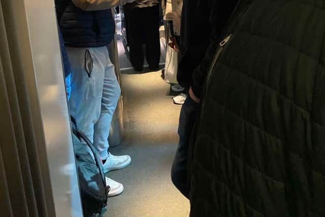 The Leinster Express / Laois Live provided Irish Rail with a photograph taken recently of an over-capacity service to Dublin Heuston from Limerick, where many passengers were left standing in the train's corridors.