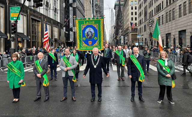 Laois County Council officials with the County Laois Association in New York in the St Patrick's Day parade.