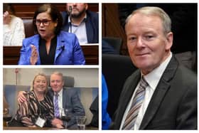 Brian Stanley, Mary Lou McDonald, Dep Stanley and wife Cllr Caroline Dwane Stanley in Leinster House on its resumption.