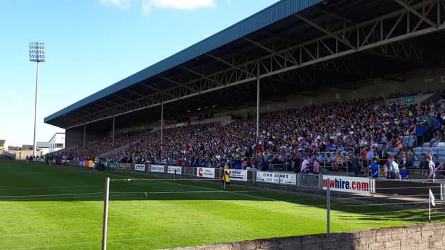 The Main Stand at O'Moore Park on a big match championship day