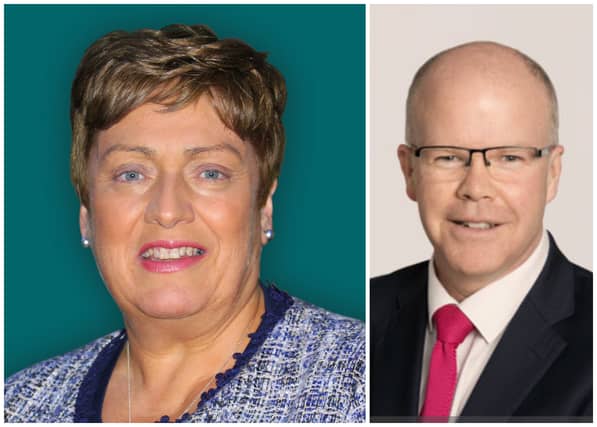 Aontú candidate Mary Hand with her party leader Peadar Tóibín.