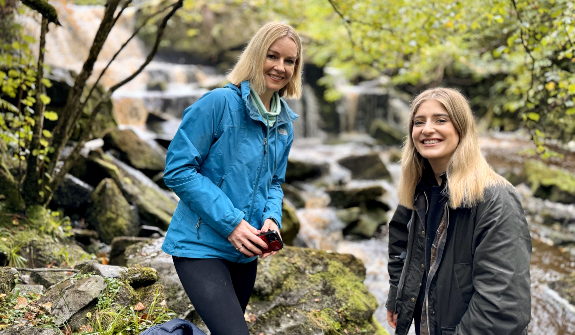 Claire Byrne with Tracks and Trails presenter Doireann Ní Ghlacáin