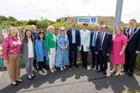 Minister for Education Norma Foley with public representatives and others at the site earmarked for the new Dunamase College