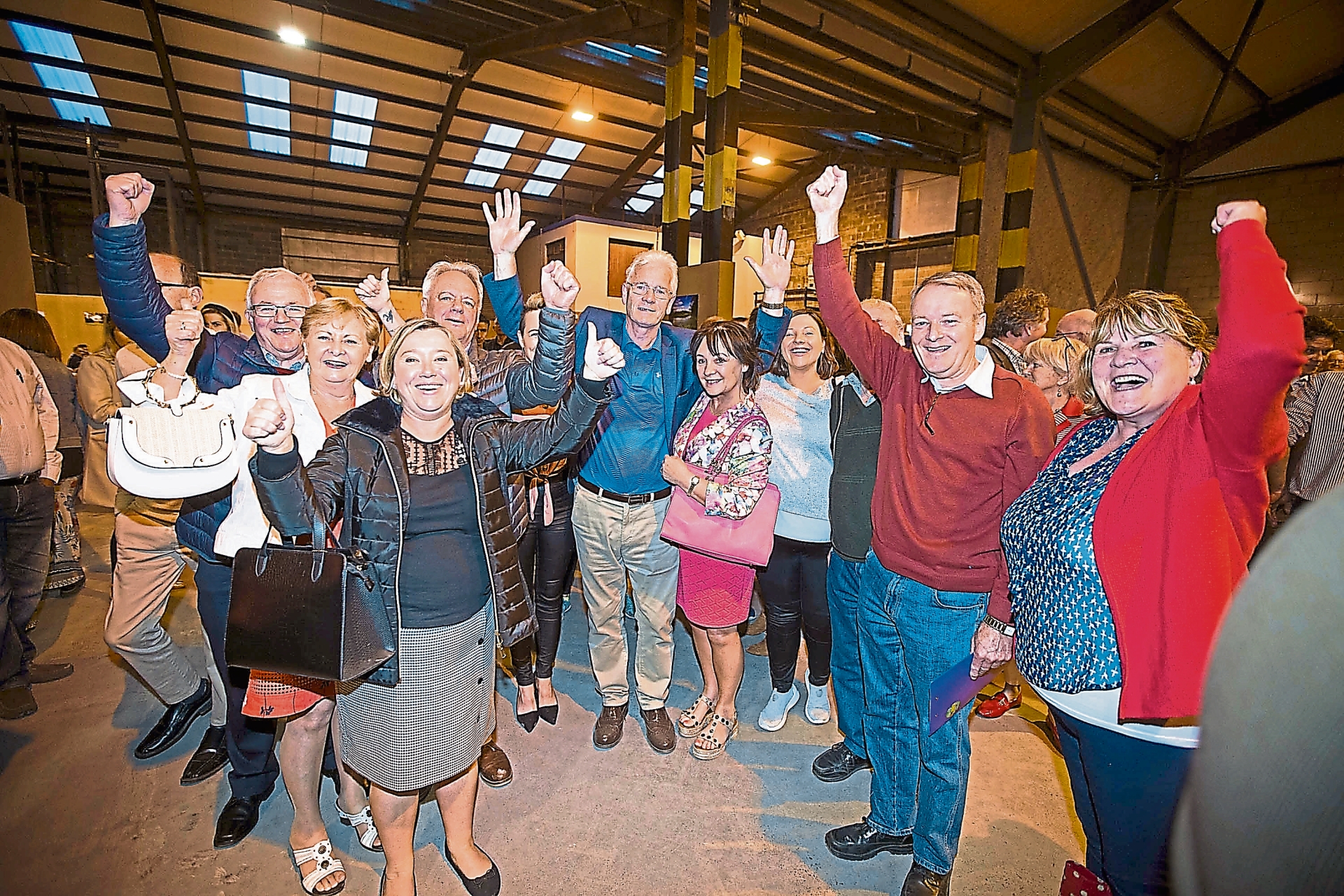Aidan Mullins (Sinn Féin) celebrates his election at the Laois local election count centre in 2019. Picture: Alf Harvey.