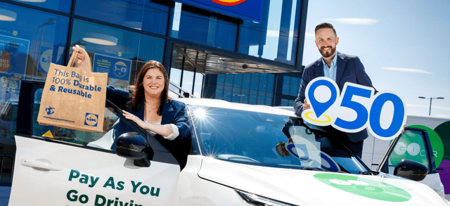 Avril O’ Hehir, Chief Administration Officer at Lidl Ireland and Northern Ireland and Joe Quirke, Head of GoCar Ireland. Photo: Marc O'Sullivan