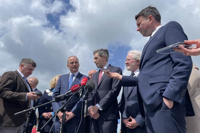 Irish premier Simon Harris said he looked forward to an “early engagement” with whoever was the British premier in July but said he would not comment on the British General Election.