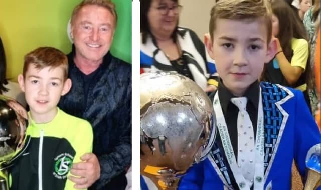 Bobby Kinsella with Michael Flatley at the 2024 World Irish Dancing championships.