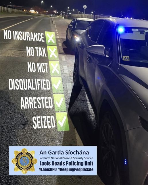 Laois Gardaí seize car and arrest driver