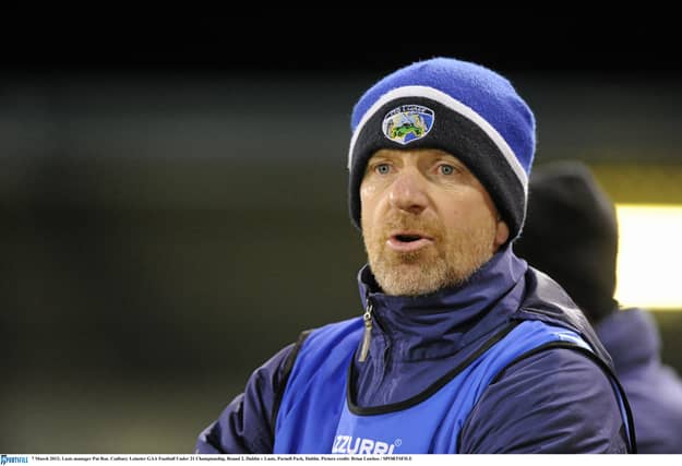 Pat Roe on the line for Laois in 2021. Pic: Sportsfile