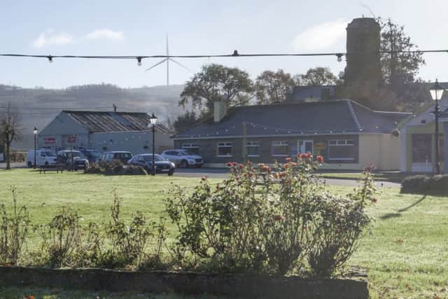 Below: Montage of the turbines viewed from Timahoe village.