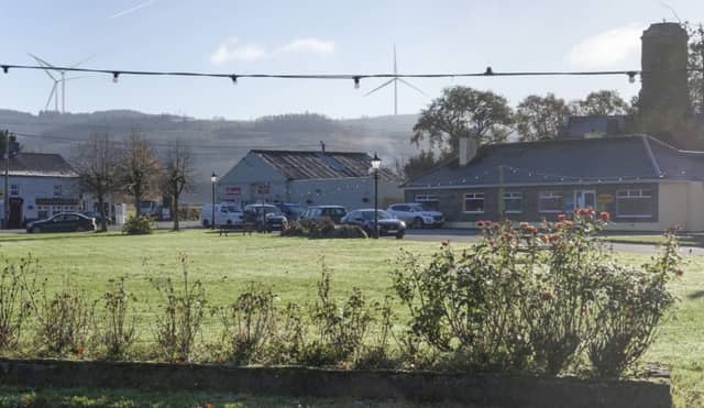 A montage of how the windfarm will look from Timahoe village.