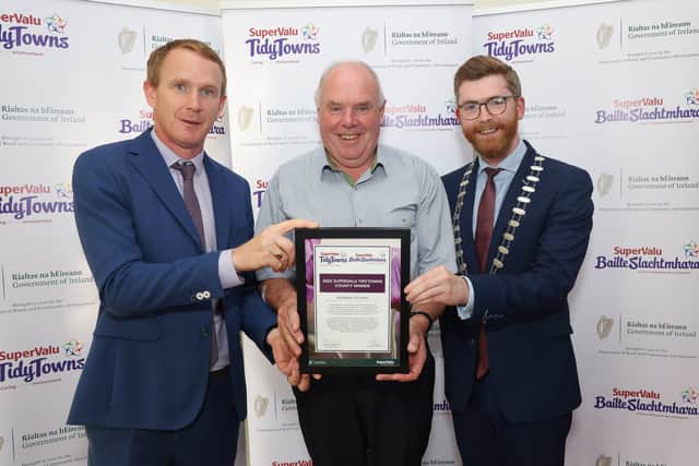 Cllr John Joe Fennelly, Abbeyleix Tidytowns accepted the prize of being Laois, County winner on behalf of the group.
