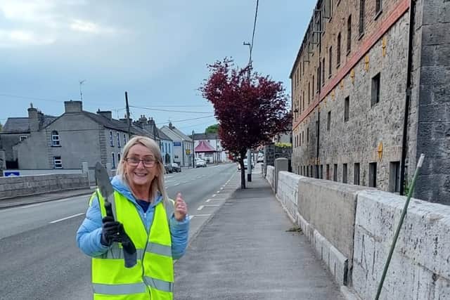 Sandra Conlan and her son Conor, were out early on Tuesday cleaning from the Glebe, up Church Ave then left to Cosby National School and across the road up to Simpsons Gala.