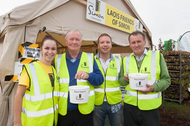 Below: Cormac Lally (second from left) volunteering with the Laois Friends of Simon Community at the National Ploughing Championships in 2013. Photo: Alf Harvey