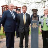 Sheil, Austin, Oliver and Keiran Stack at the unveiling of a bronze bust of Brian Stack by the former Minister for Justice in 2013 at the Irish Prison Service Training College in Portlaoise.