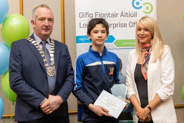 In the “My Entrepreneurial Journey” competition, two students from Portlaoise College, who won awards at the County Final, will have their projects put forward for judging at national level. They are Sean Cheah at Junior Level and Aoibheann O'Sullivan at Intermediate Level. Pictured below.