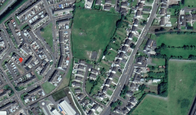 Aerial view of the field between St Brigids and Highfield Meadows in Portlaoise. Google Maps