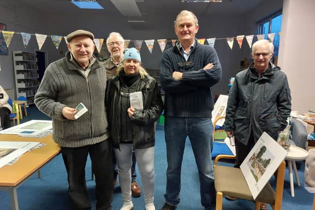 Below: Paddy Ryan, Pat Delaney, Helen Campion, Diarmuid Gibbons and John Aherne at the Rathdowney information day.