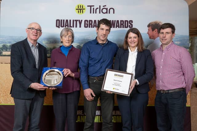 Seed Wheat category winner in the Tirlán Quality Grain Awards 2022, Mark Onions, Portlaoise receives his award