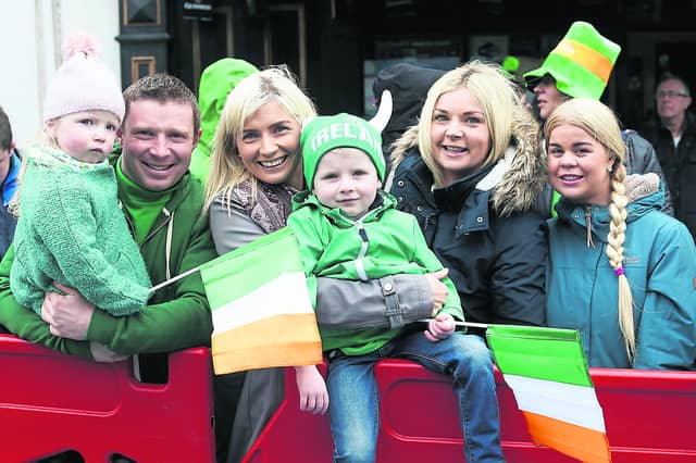 Mick, Sinead, Zac and Zoe Bowe with Linda Bowe and Serina Hickey at the Portlaoise St. Patrick's Day Parade. Picture: Alf Harvey/HRPhoto.ie