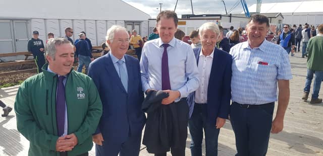 Mr. Tomas O Medihan, General Secretary of FBD; Mr. Michael Berkery, Chairman of FBD, Minister for Agriculture, Charlie McConalogue, Deputy Michael Lowry and Mr. Padraig Walsh, former President of the