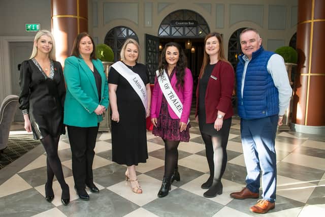 Below: Lyn Moloney, Rose of Tralee Coordinator, Sandra Brennan, Conference & Sales Manager, Laois Rose Sarah Bergin, Rose of Tralee Rachel Duffy, Vanessa Langford, Marketing Manager Midlands Park Hotel and Steve Cronly Director of Operations, Rose of Tralee International Festival. Photo Denis Byrne