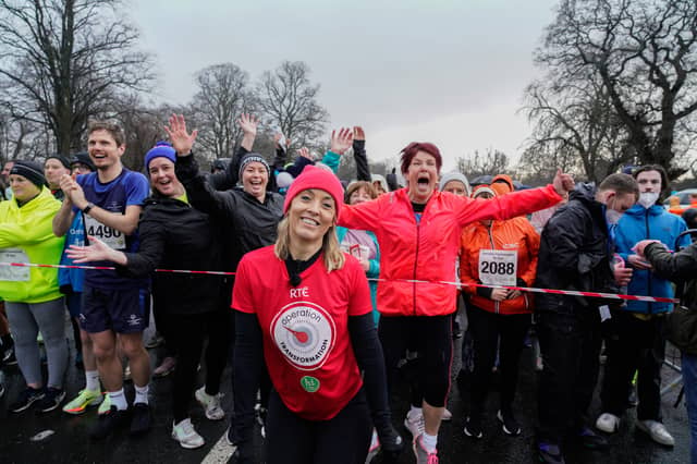 Operation Transformation presenter Kathryn Thomas with 5km participants. Pic: Barry Cronin
