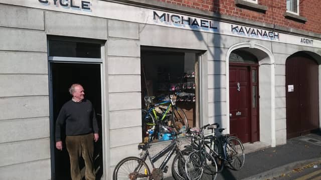 Denis Kavanagh at his bicycle shop on Railway St. Pic: Communicate Ireland