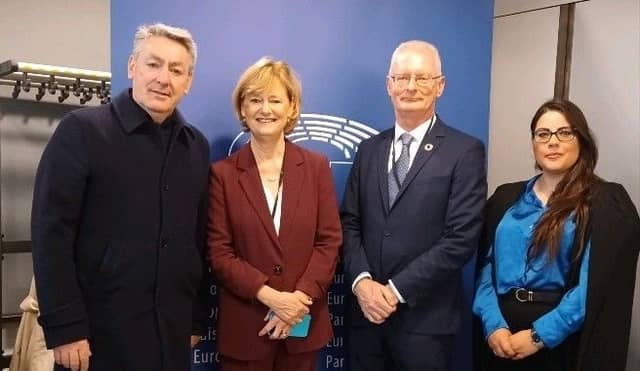 Pictured at the European Parliament in Brussels, Billy Kelleher MEP, Deirdre Clune MEP, Ian Talbot CEO Chambers Ireland, and Caroline Hofman CEO Laois Chamber Alliance.