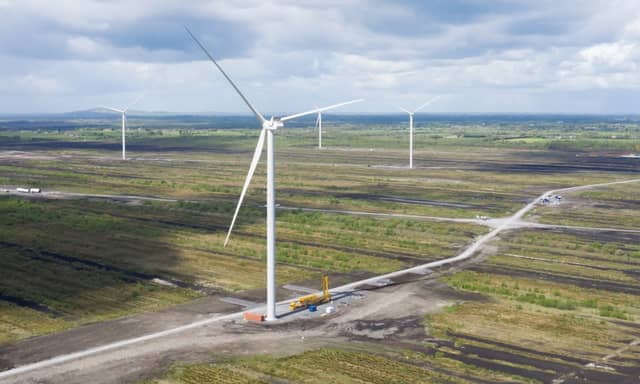 A Bord na Móna windfarm under construction.