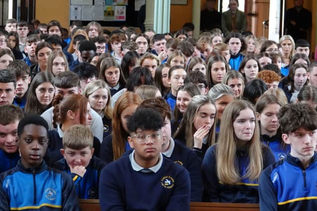 Below: students at the mass celebrating the start of the 2022/23 school year in St Michael's Church. Photos: Michael Scully